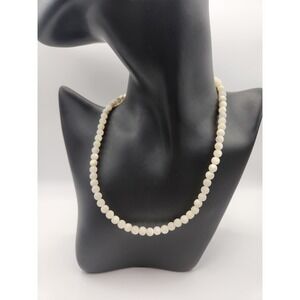 Vintage Mother of Pearl Bead Necklace 1/20 12K Gold Filled Clasp 16 Inch Cream